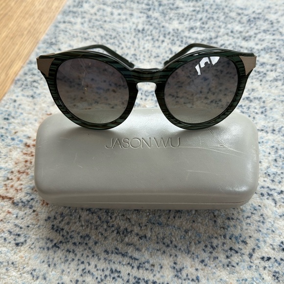 Jason Wu Abbey sunglasses in green tort with gunmetal